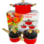 Juego de ollas 6 pzas rojo CM061R